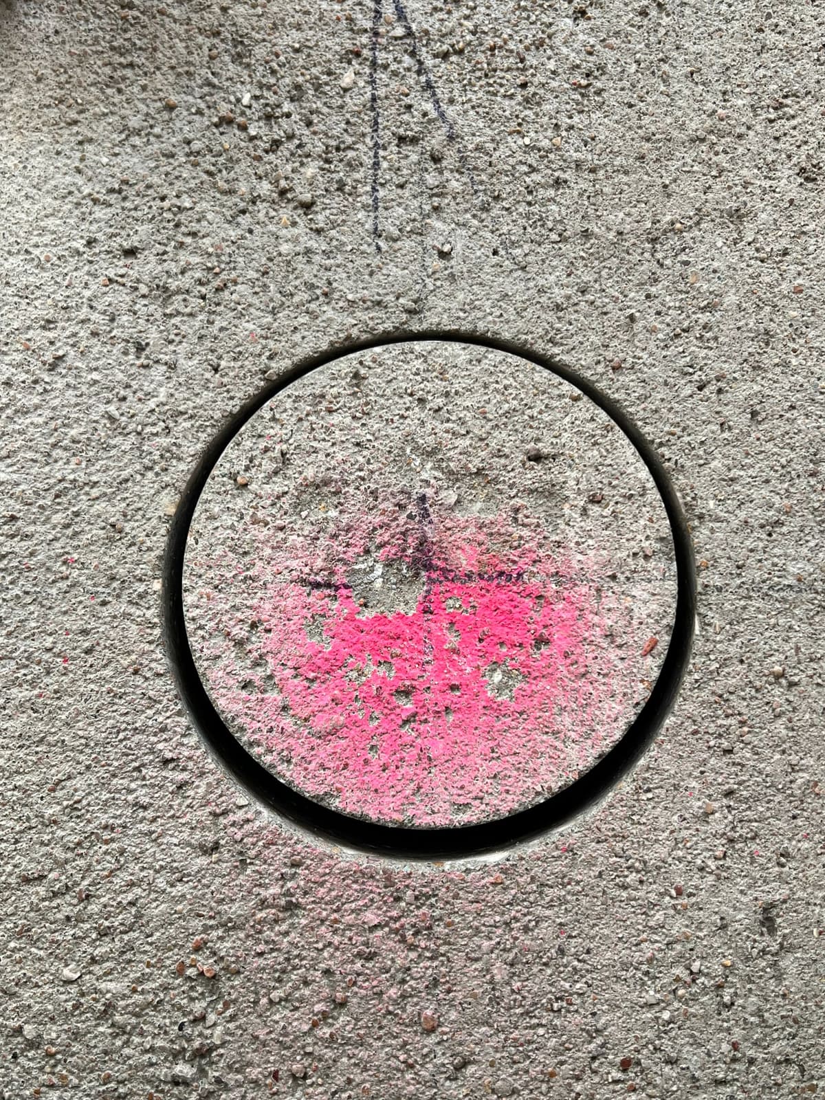 Close-up of a core hole drilled through reinforced concrete