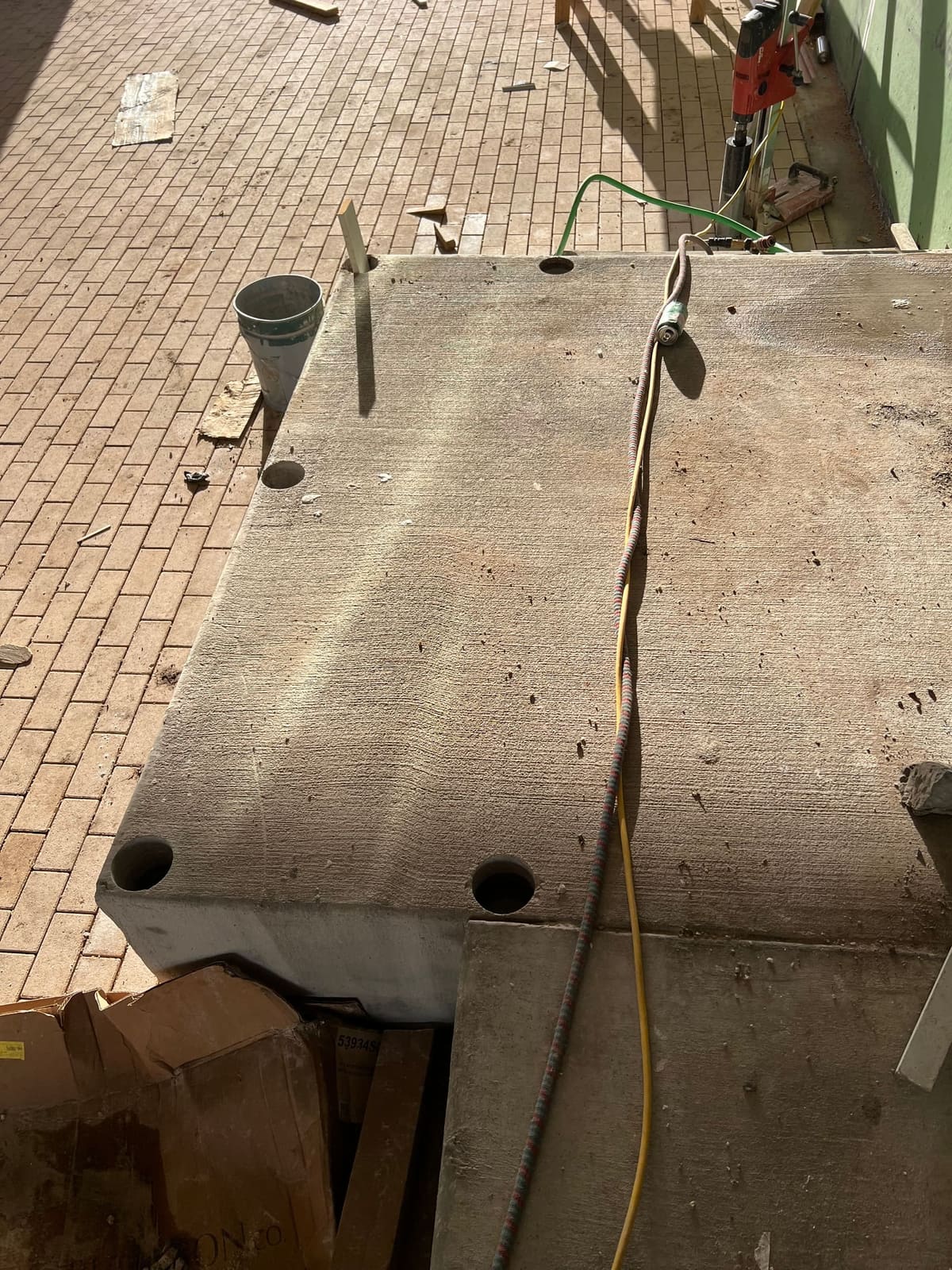 Foundation 5k slab drilled for handrails and guardrails